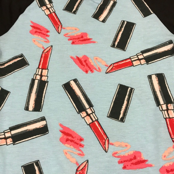 LuLaRoe Julia Lipstick Print Raglan Dress Rare Unicorn - Picture 2 of 6